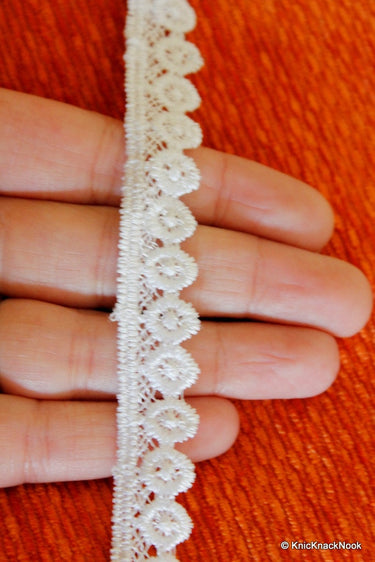 White Embroidery Crochet (Cotton) Wheel Pattern Lace Trims 16mm Wide